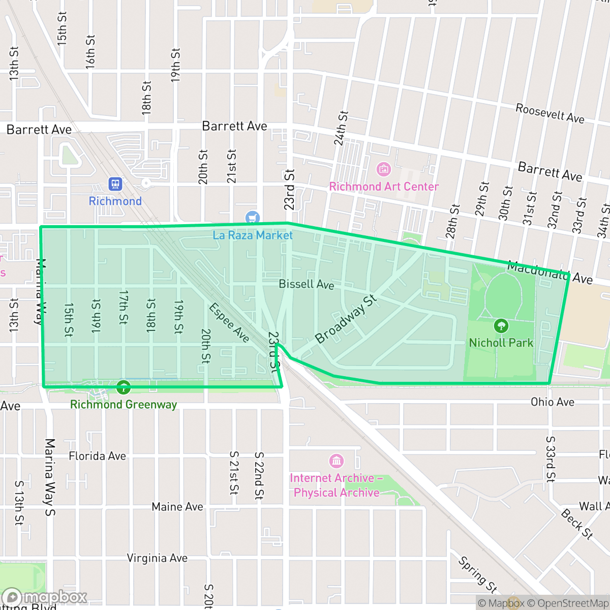 Map showing the location of Richmore Village/Metro Square, Richmond, CA