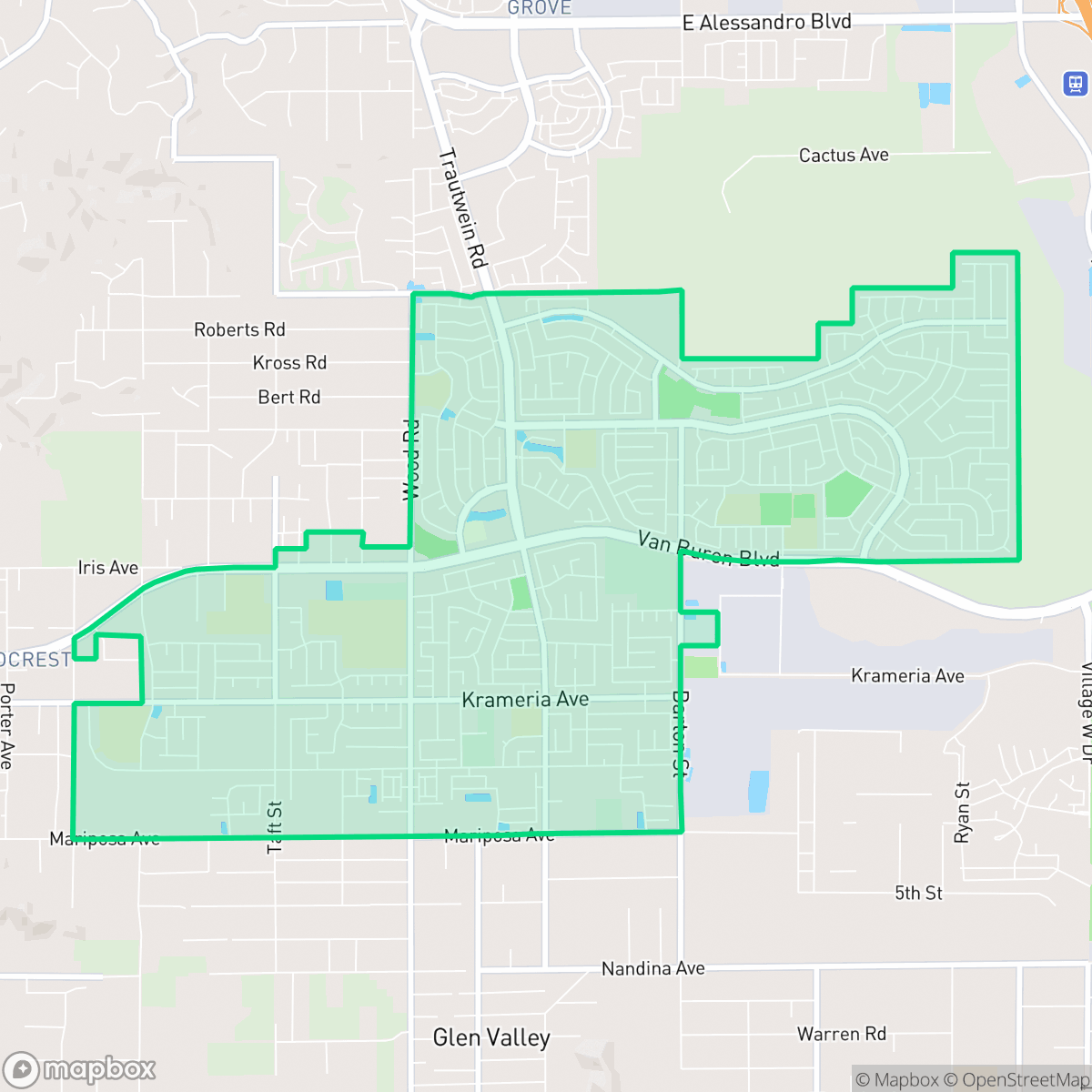Map showing the location of Orangecrest, Riverside, CA