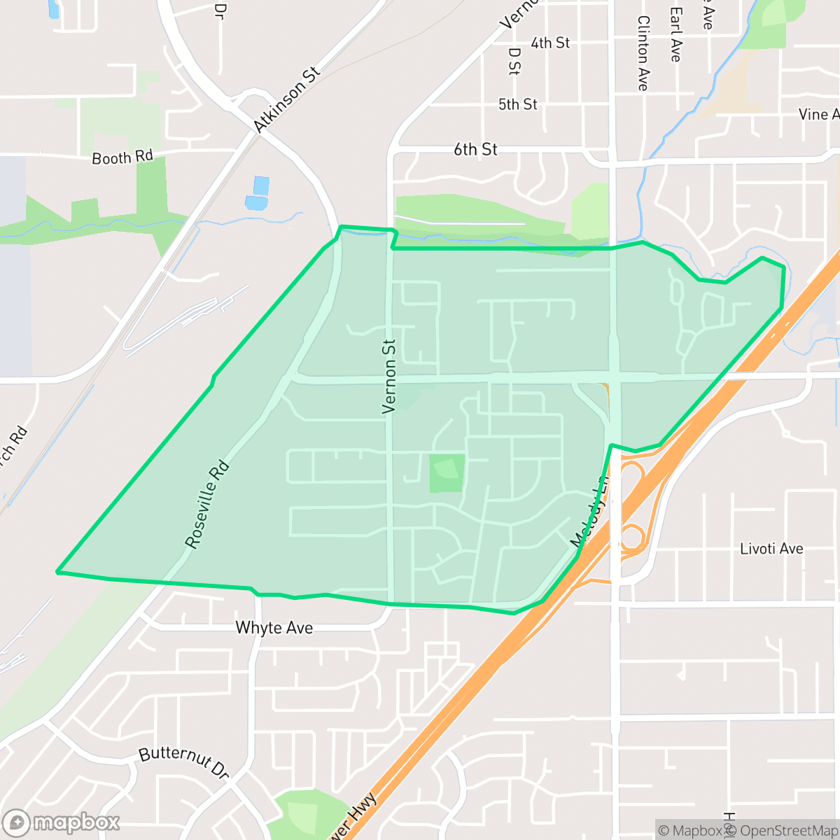 Map showing the location of Cresthaven, Roseville, CA