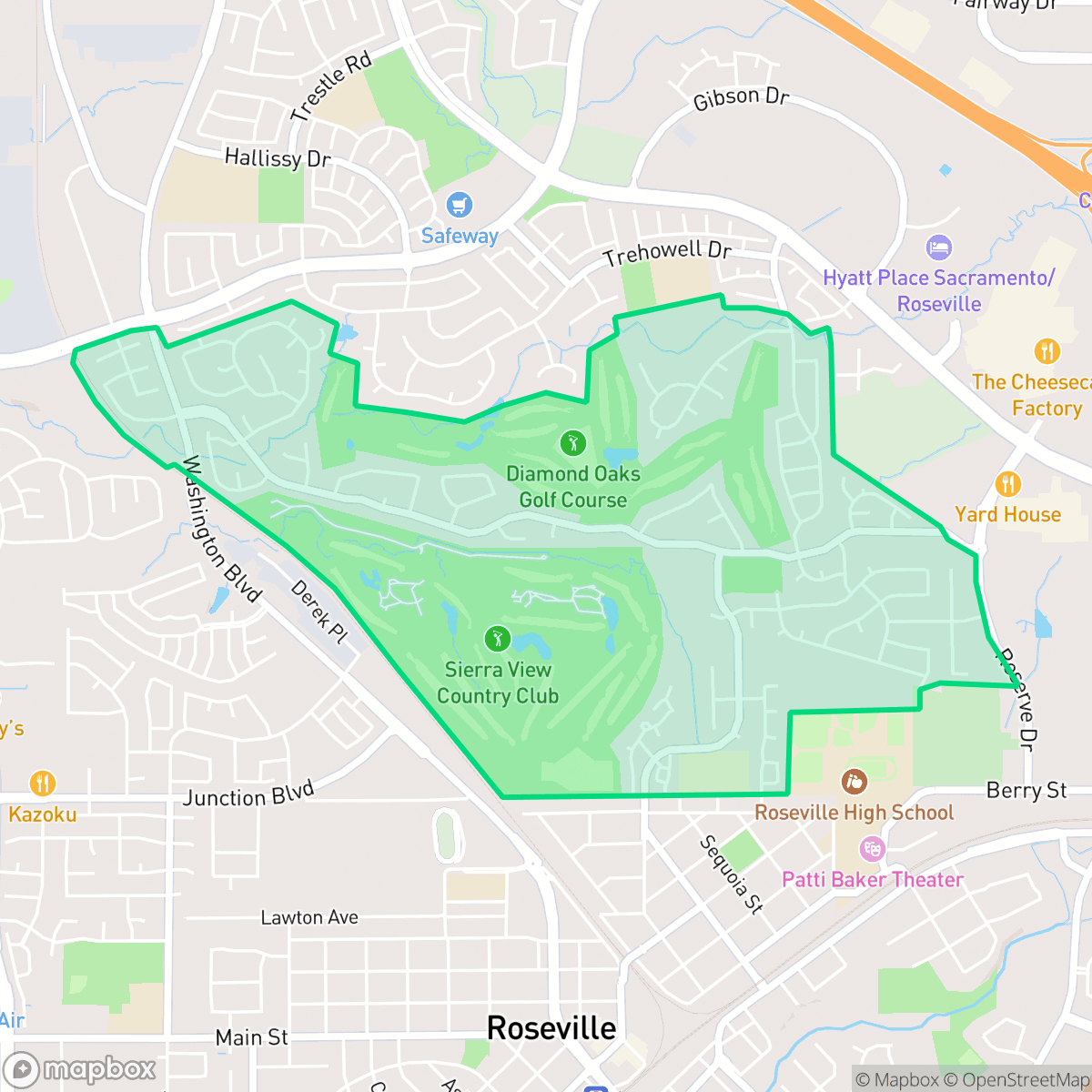 Map showing the location of Diamond Oaks, Roseville, CA