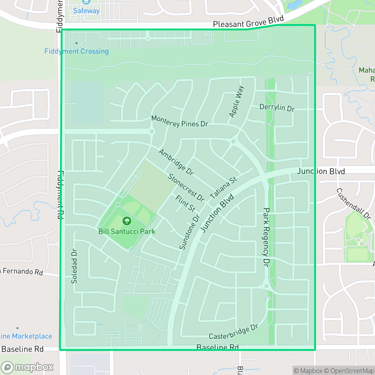 Map showing the location of Junction West, Roseville, CA