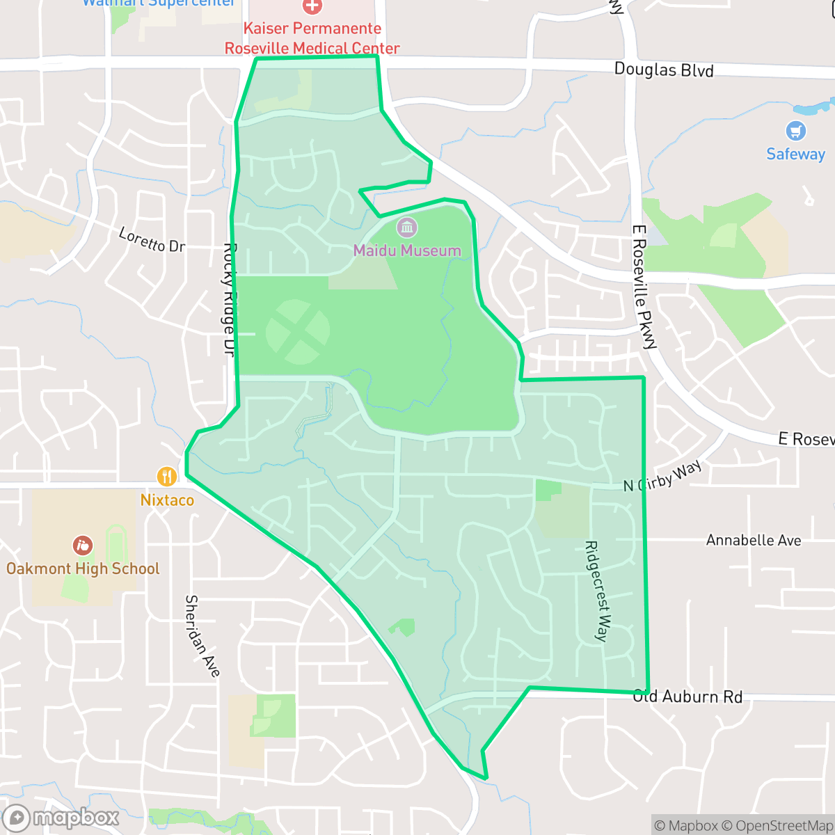 Map showing the location of Maidu, Roseville, CA