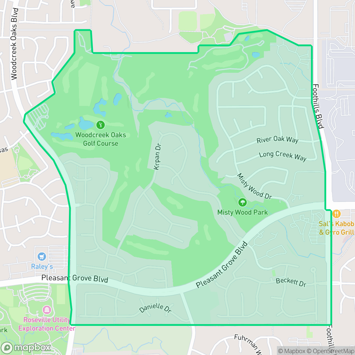 Map showing the location of Pleasant Grove, Roseville, CA