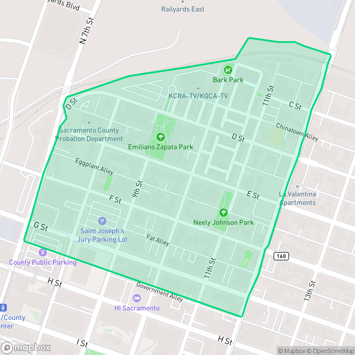 Map showing the location of Alkali Flat, Sacramento, CA