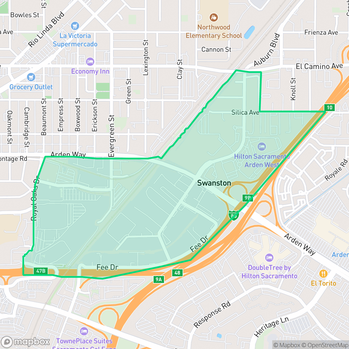 Map showing the location of Erikson Industrial Park, Sacramento, CA