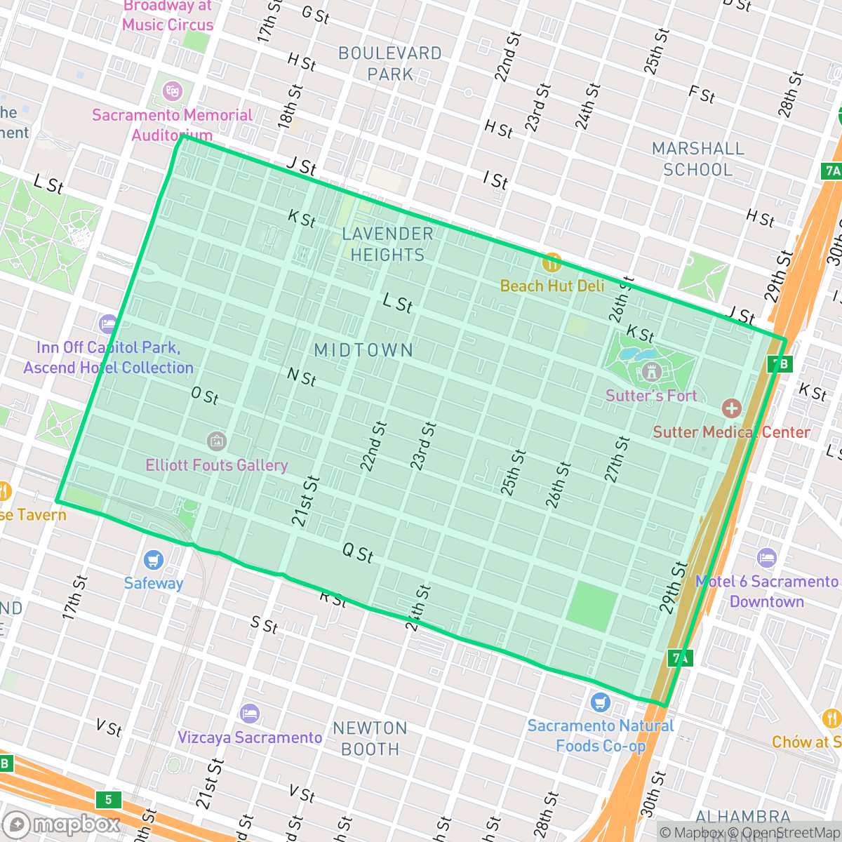 Map showing the location of Midtown - Winn Park Capital Avenue, Sacramento, CA