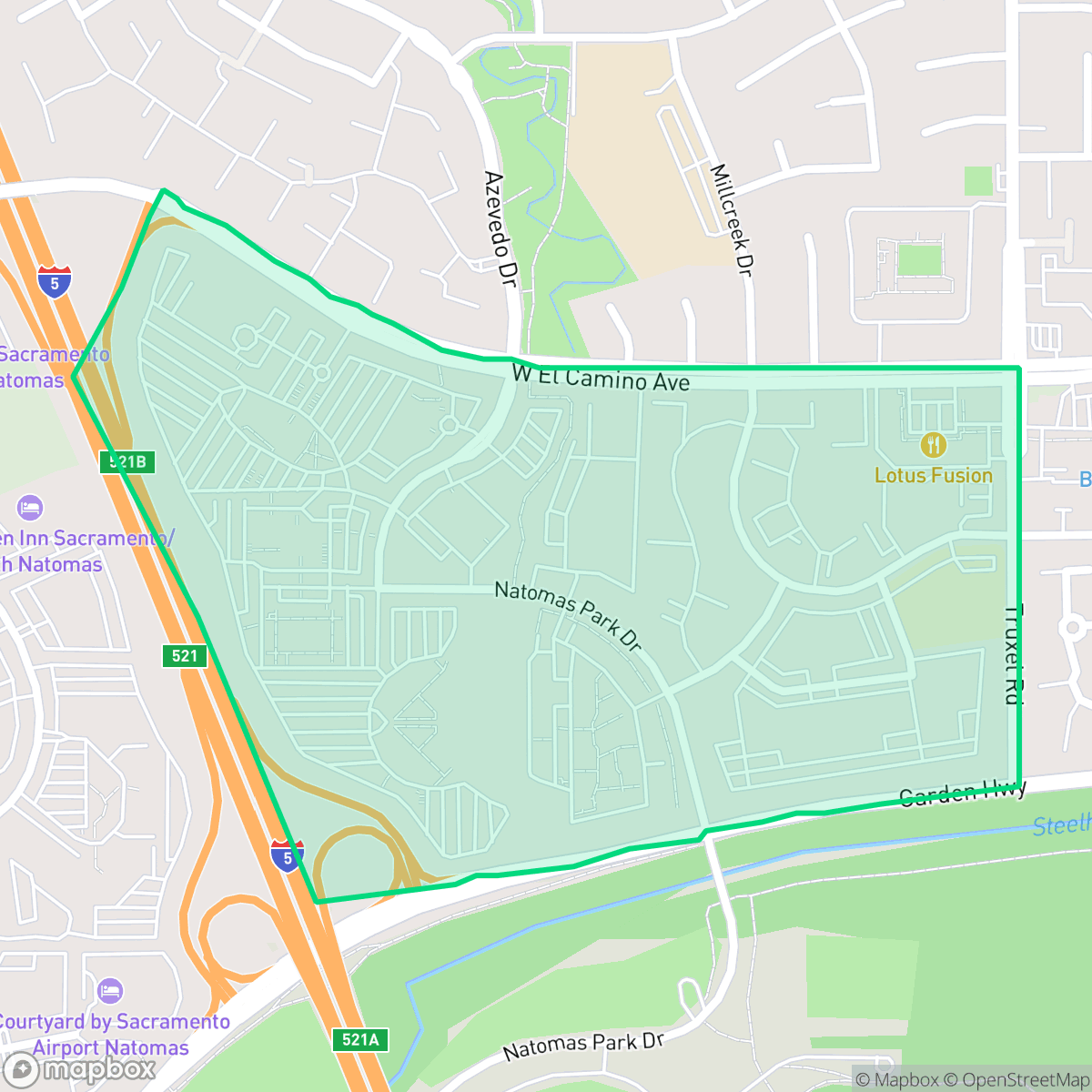 Map showing the location of Natomas Corporate Center, Sacramento, CA