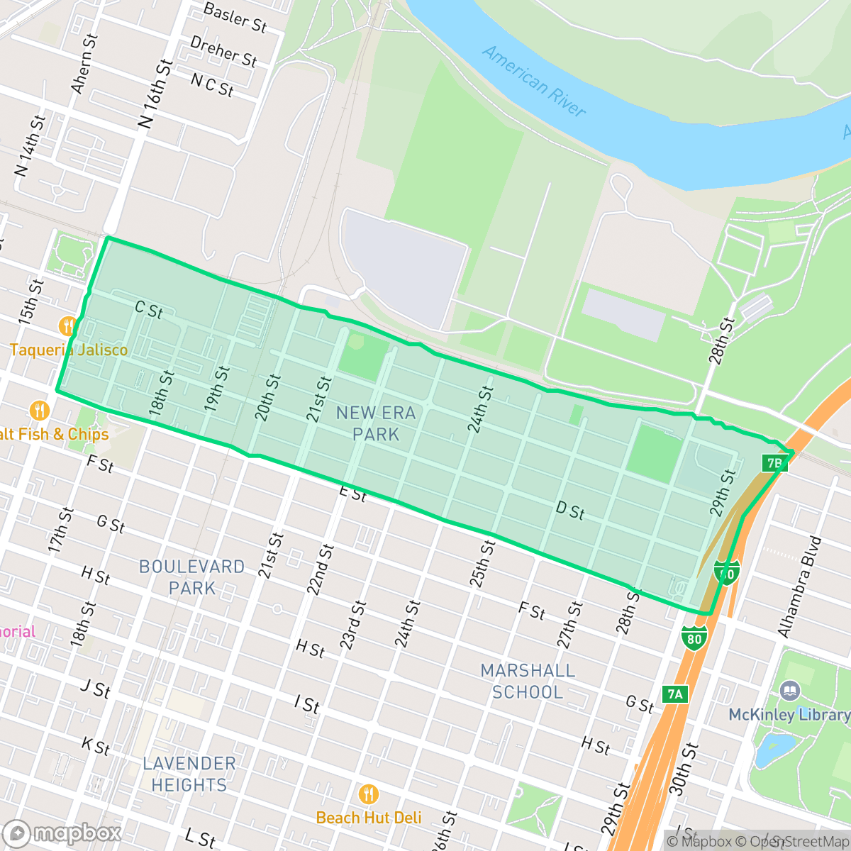 Map showing the location of New Era Park, Sacramento, CA