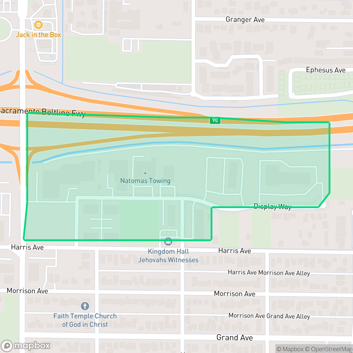 Map showing the location of Norwood I-80, Sacramento, CA
