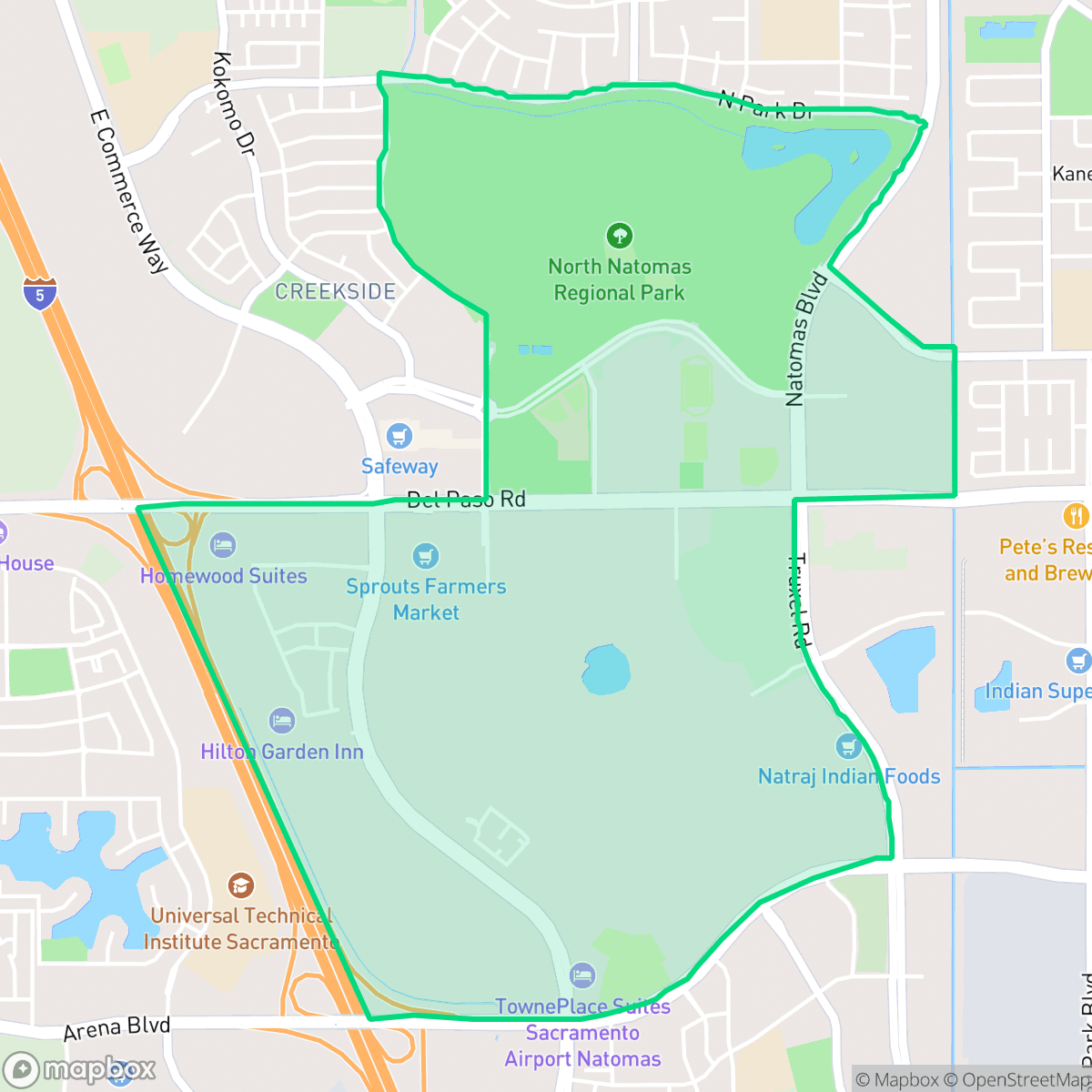 Map showing the location of RP Sports Complex, Sacramento, CA