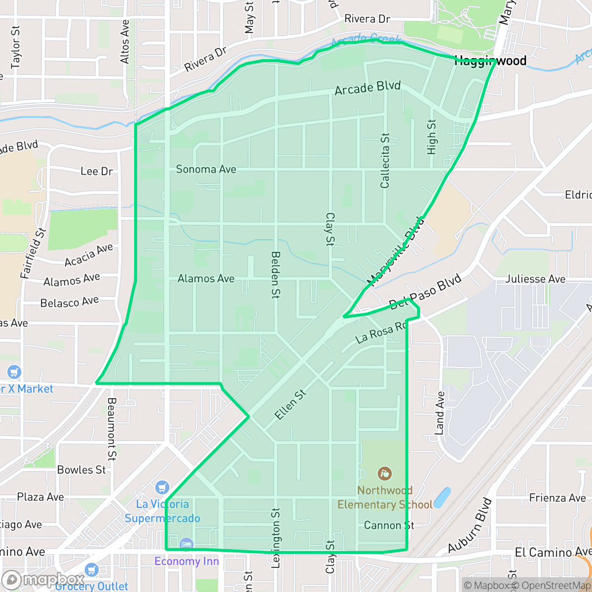 Map showing the location of South Hagginwood, Sacramento, CA