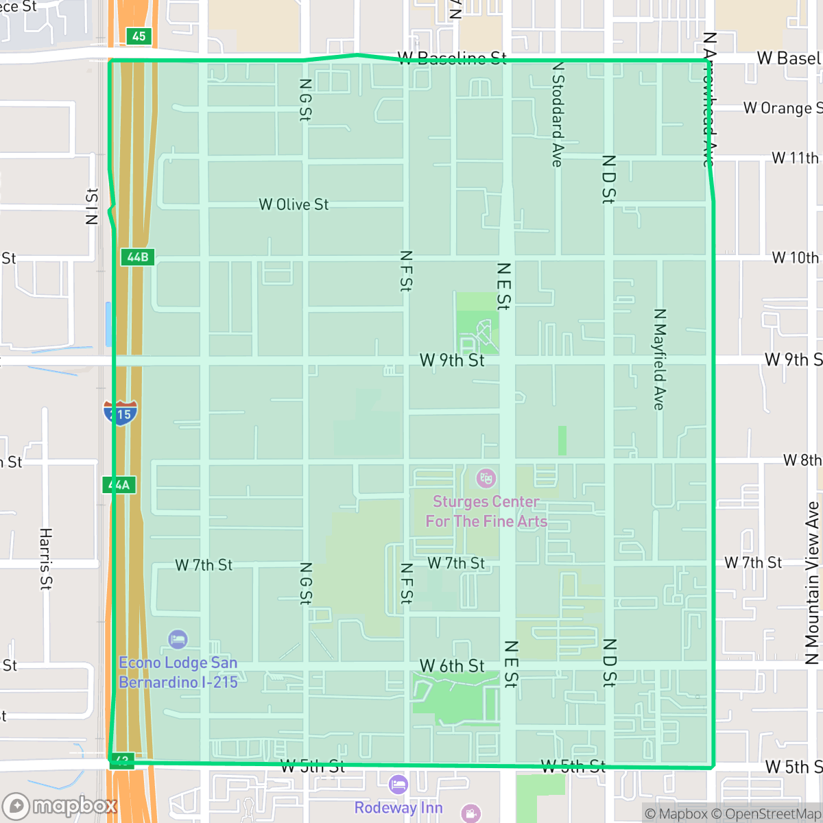 Map showing the location of Feldheym, San Bernardino, CA