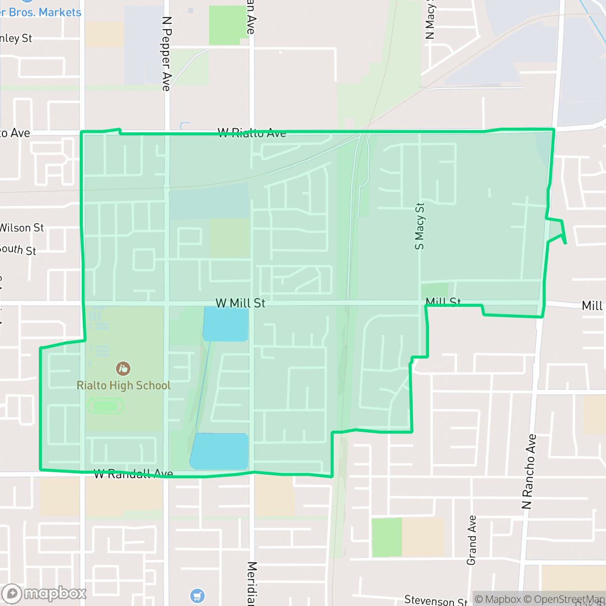 Map showing the location of Rancho West, San Bernardino, CA