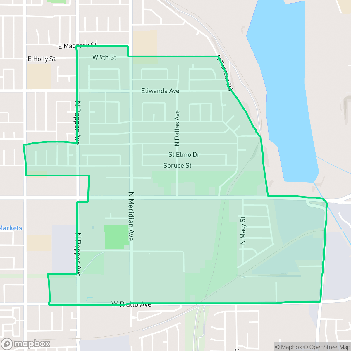 Map showing the location of Terrace, San Bernardino, CA