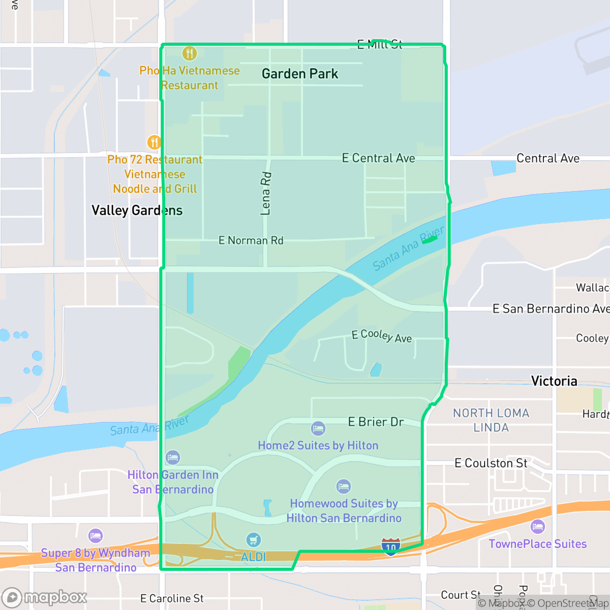 Map showing the location of Valley View, San Bernardino, CA