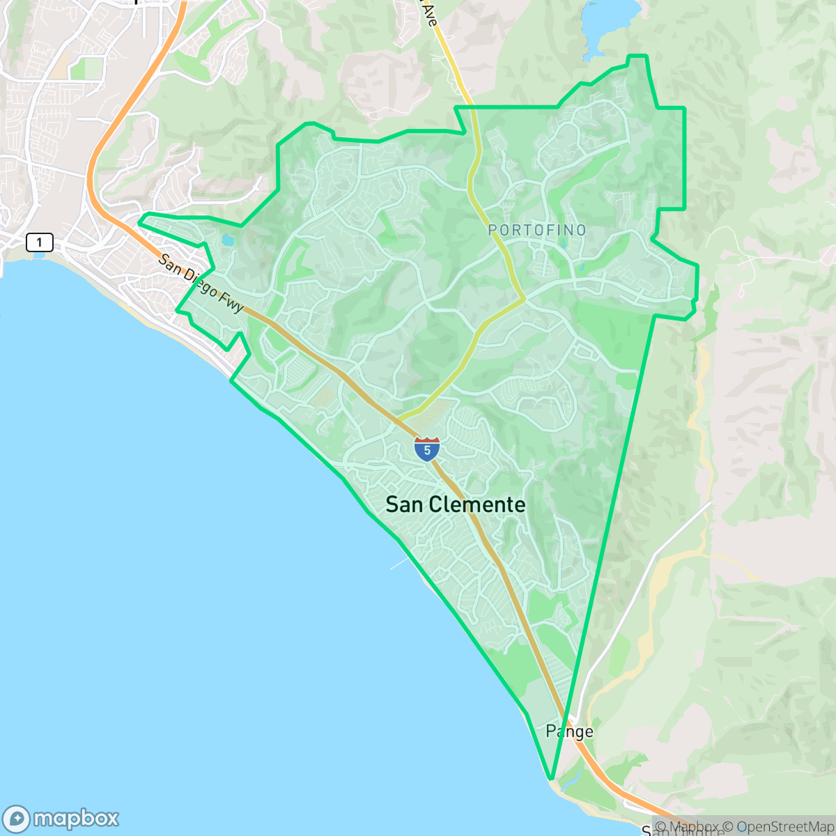 Map showing the location of San Clemente, CA — coverage area