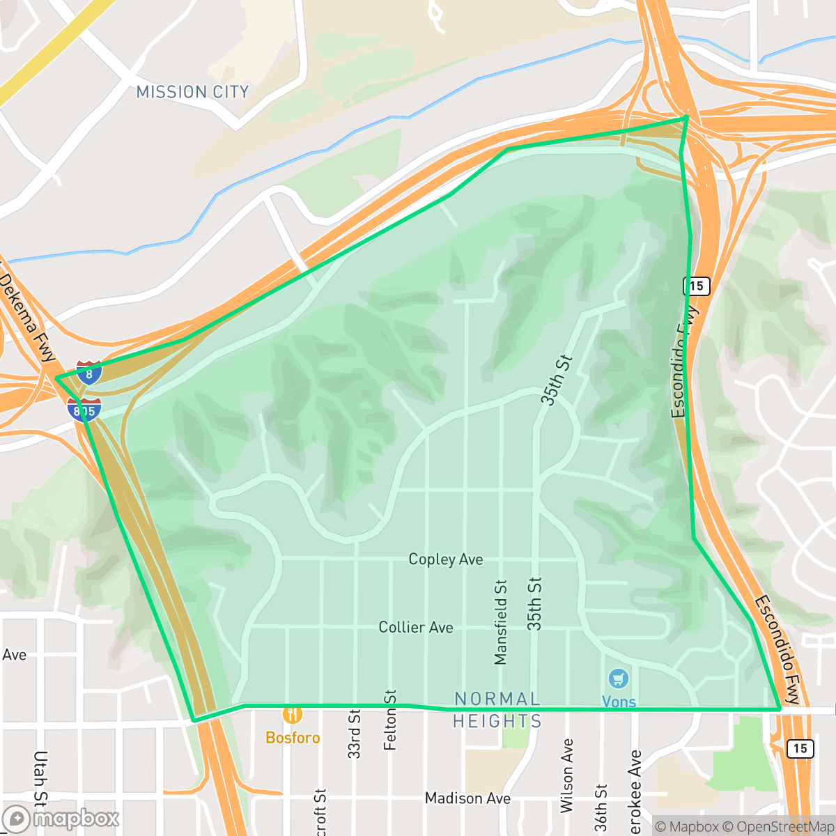 Map showing the location of Adams North, San Diego, CA