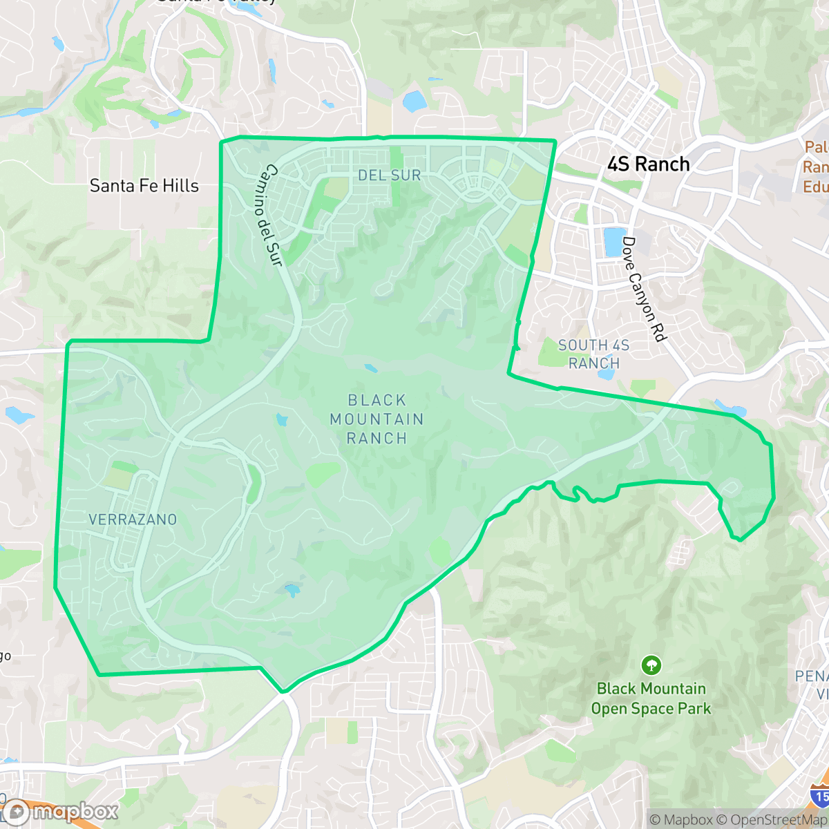 Map showing the location of Black Mountain Ranch, San Diego, CA