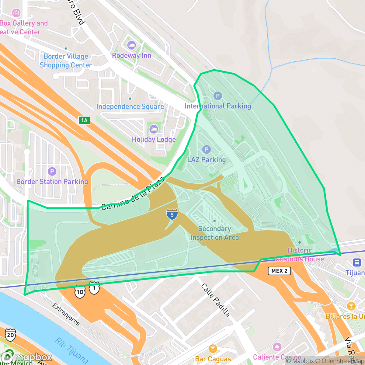 Map showing the location of Border, San Diego, CA