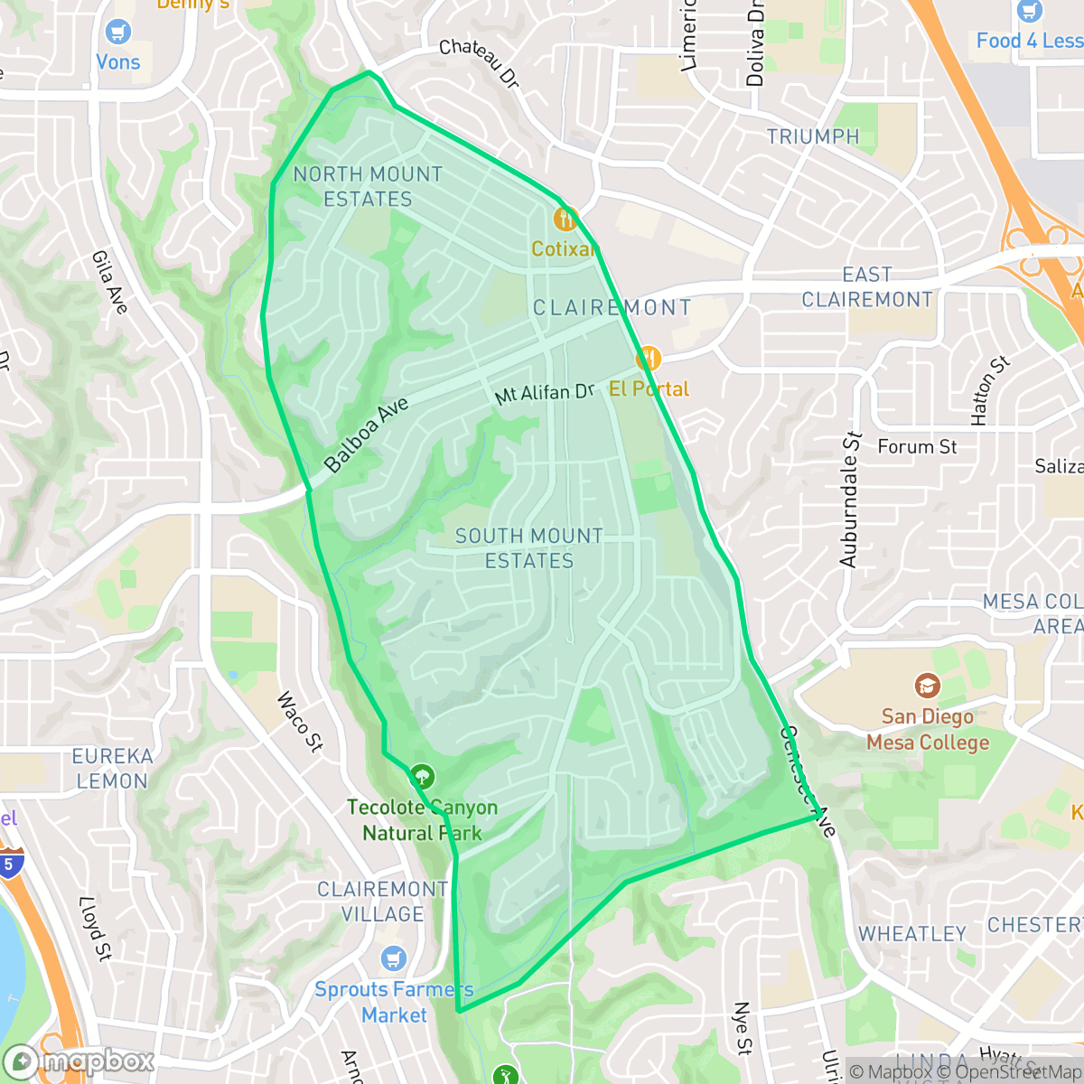 Map showing the location of Clairemont Mesa West, San Diego, CA
