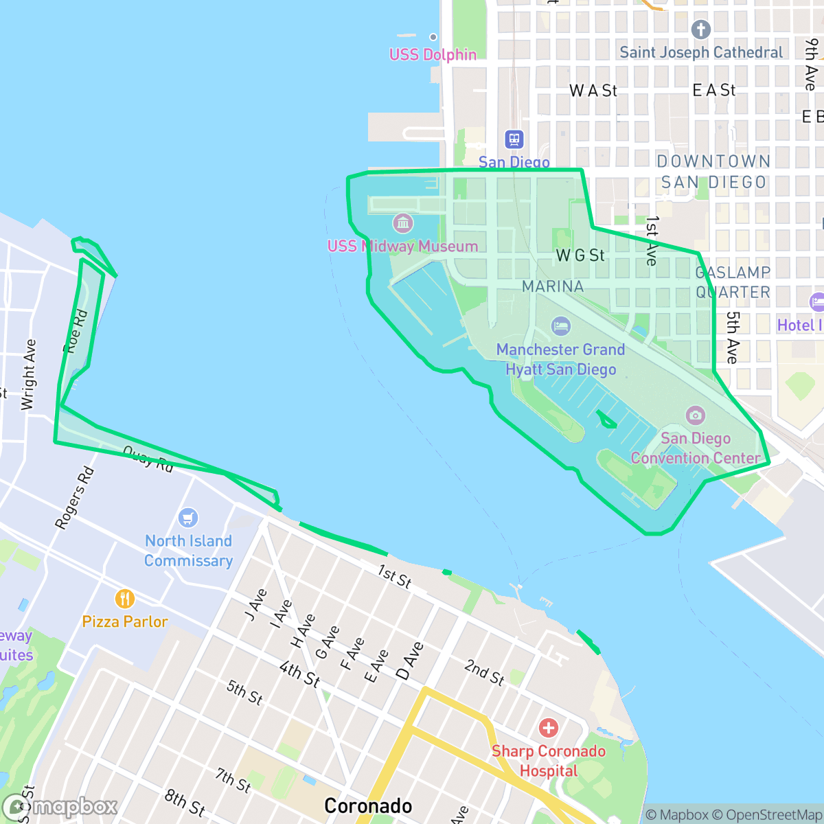 Map showing the location of Marina, San Diego, CA