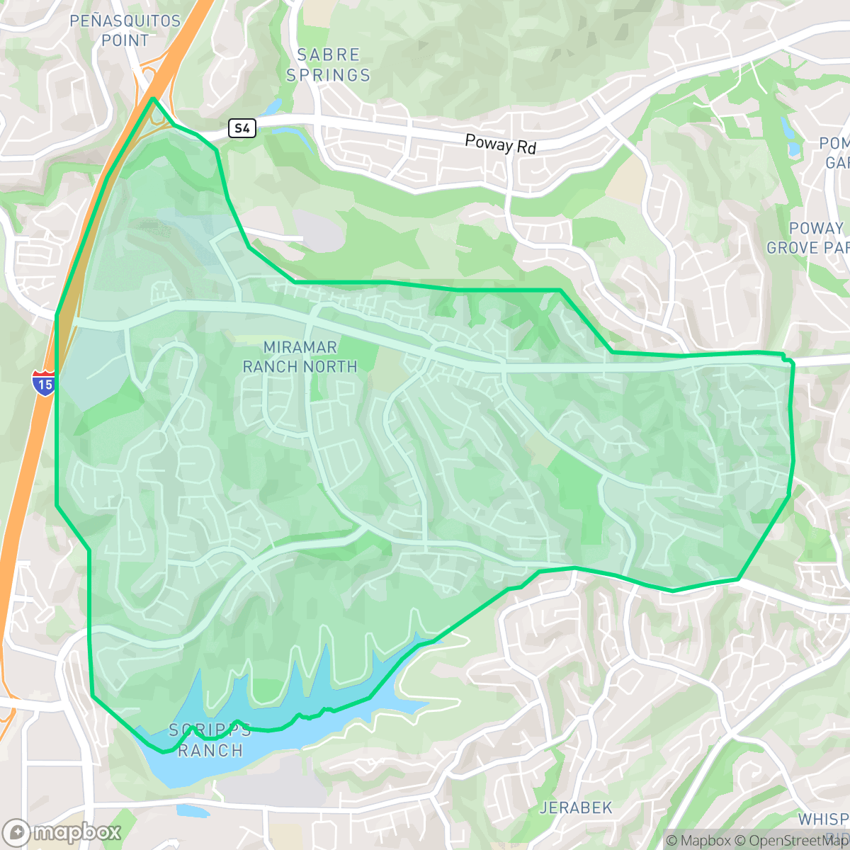 Map showing the location of Miramar Ranch North, San Diego, CA