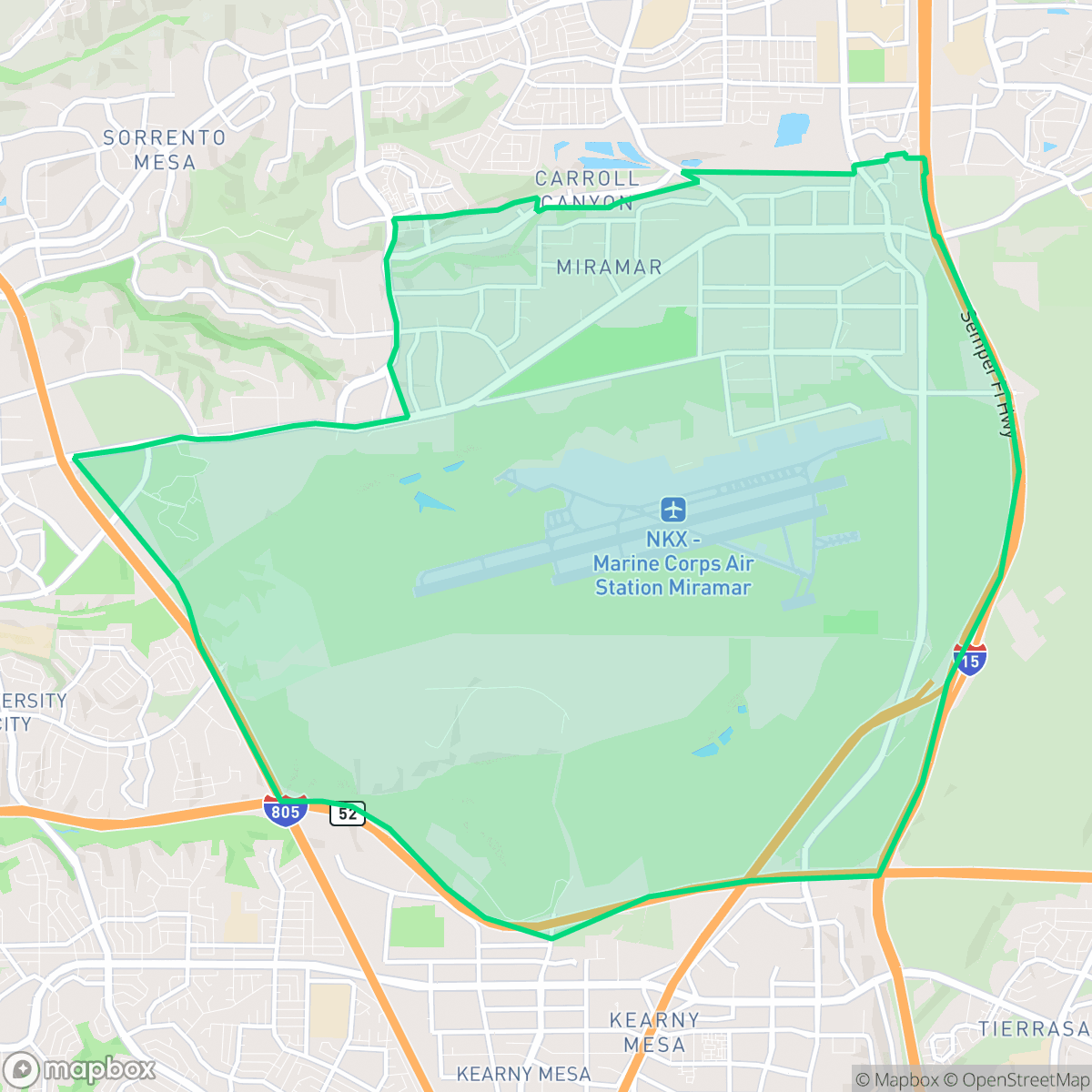 Map showing the location of Miramar, San Diego, CA