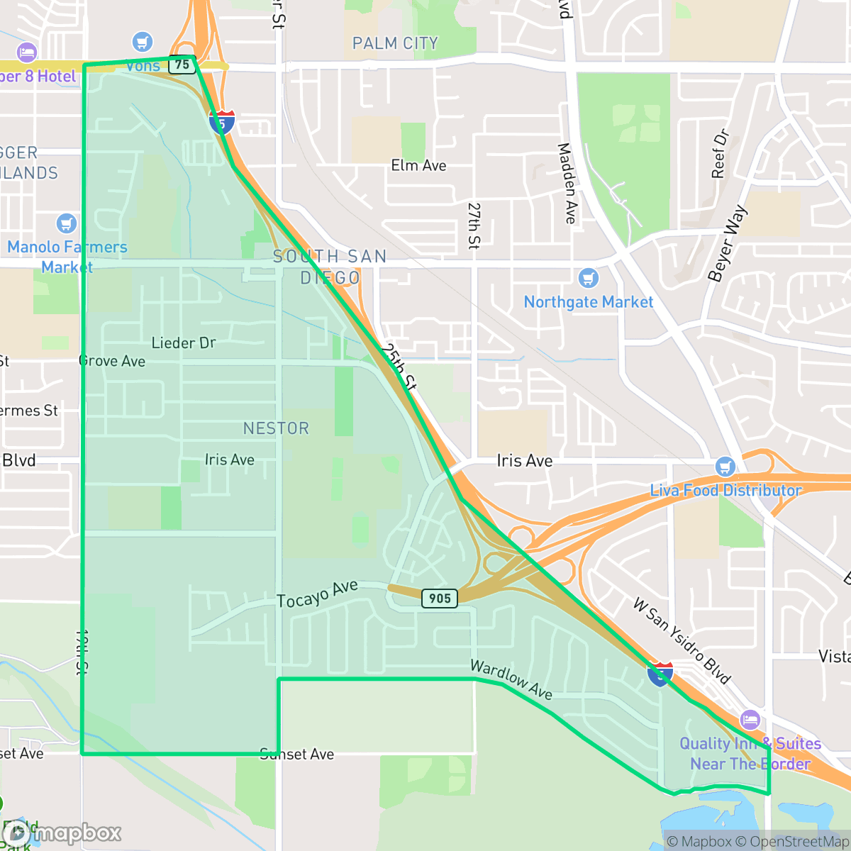 Map showing the location of Nestor, San Diego, CA
