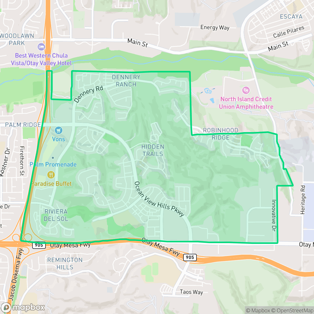 Map showing the location of Ocean Crest, San Diego, CA