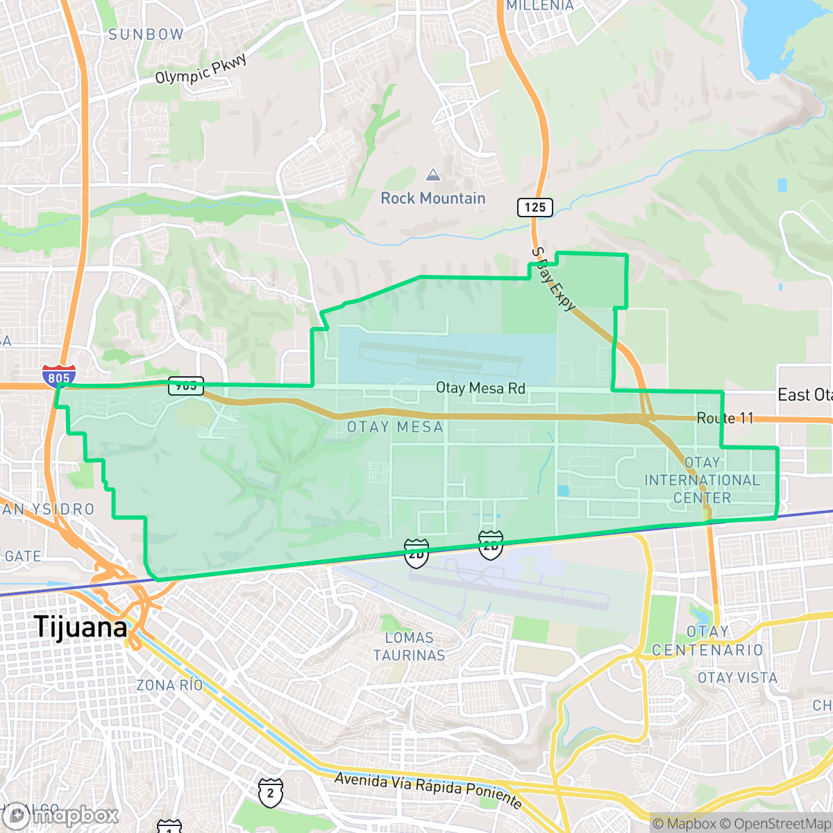 Map showing the location of Otay Mesa, San Diego, CA