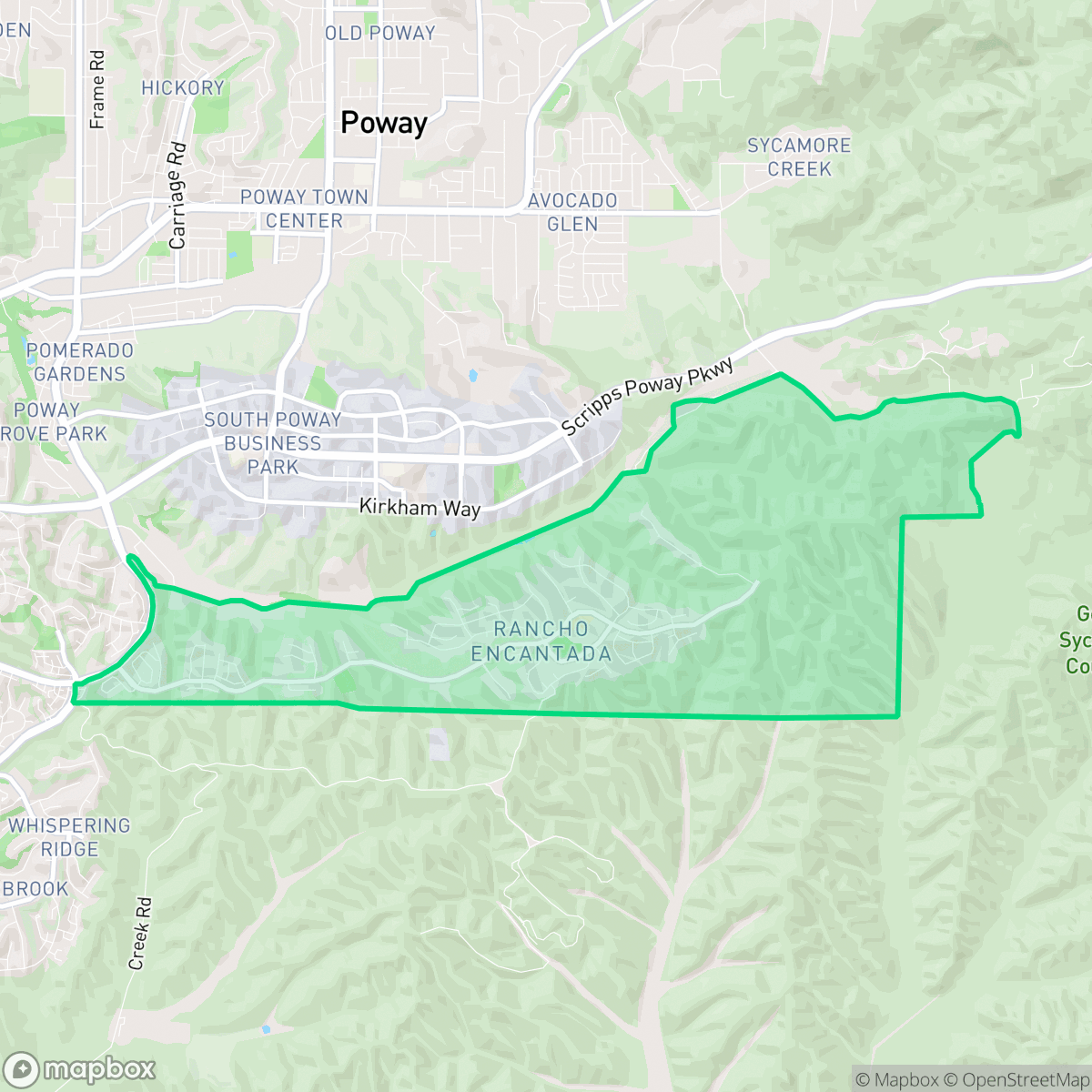 Map showing the location of Rancho Encantado, San Diego, CA