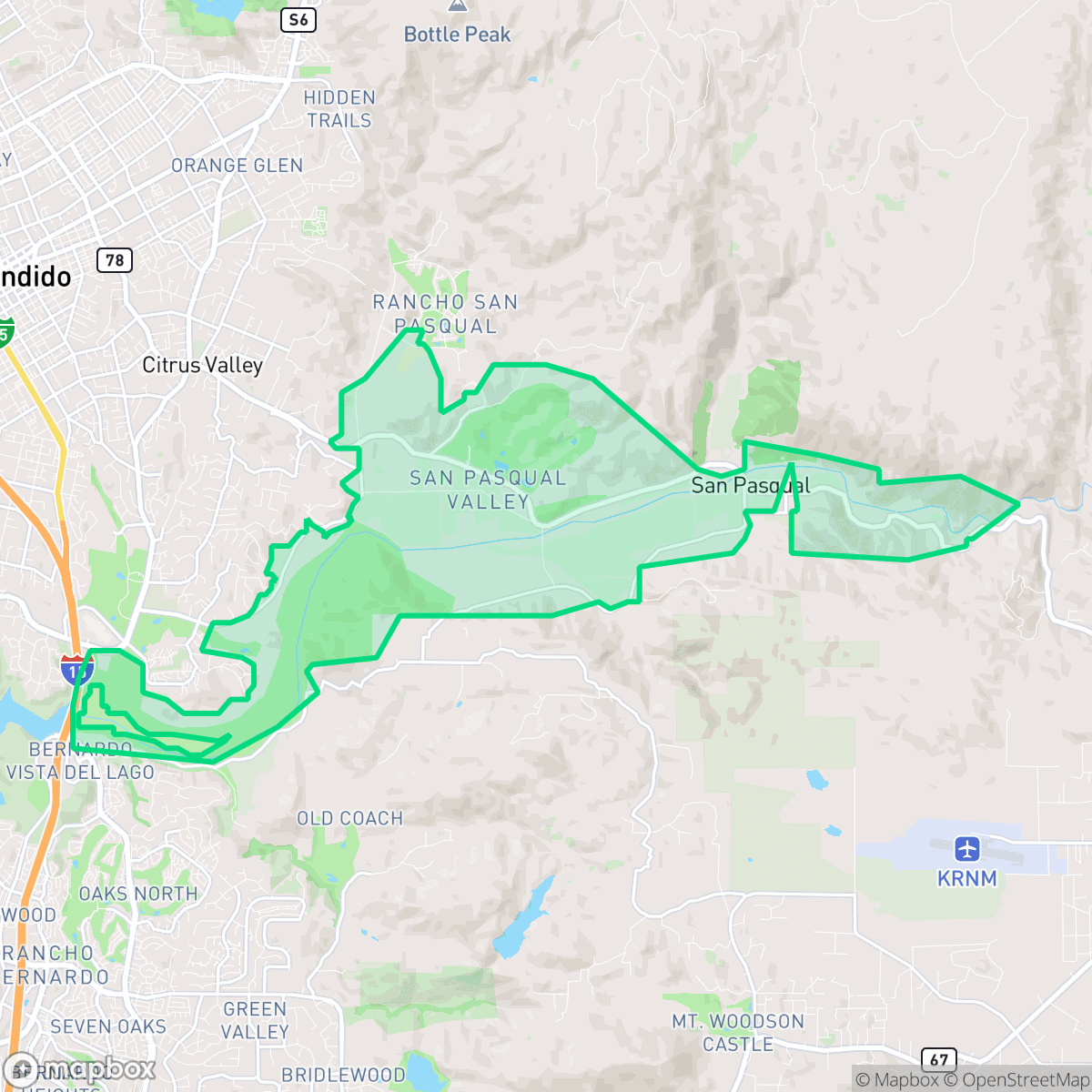 Map showing the location of San Pasqual, San Diego, CA