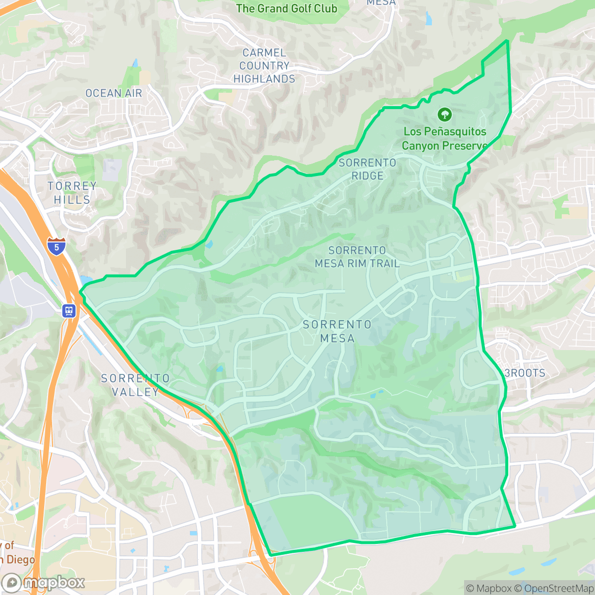 Map showing the location of Sorrento Valley, San Diego, CA