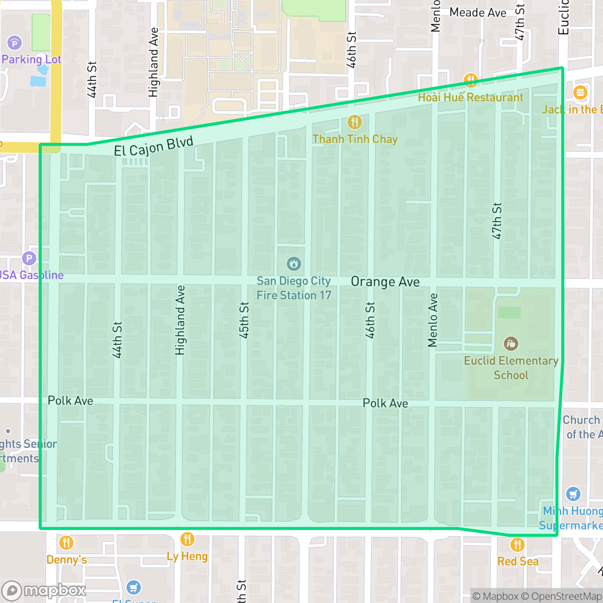 Map showing the location of Teralta East, San Diego, CA