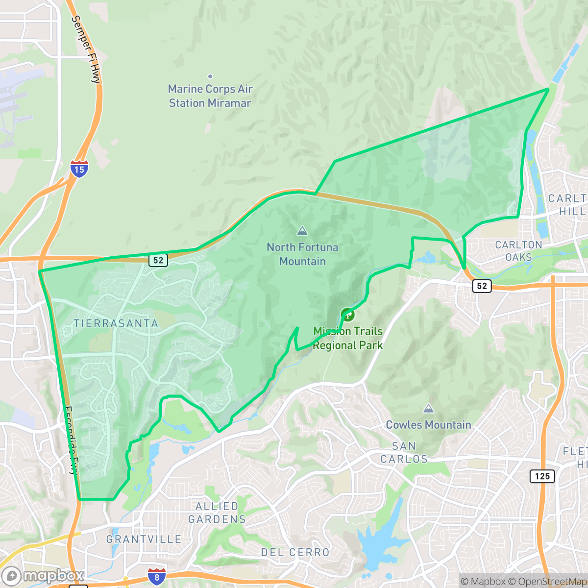 Map showing the location of Tierrasanta, San Diego, CA