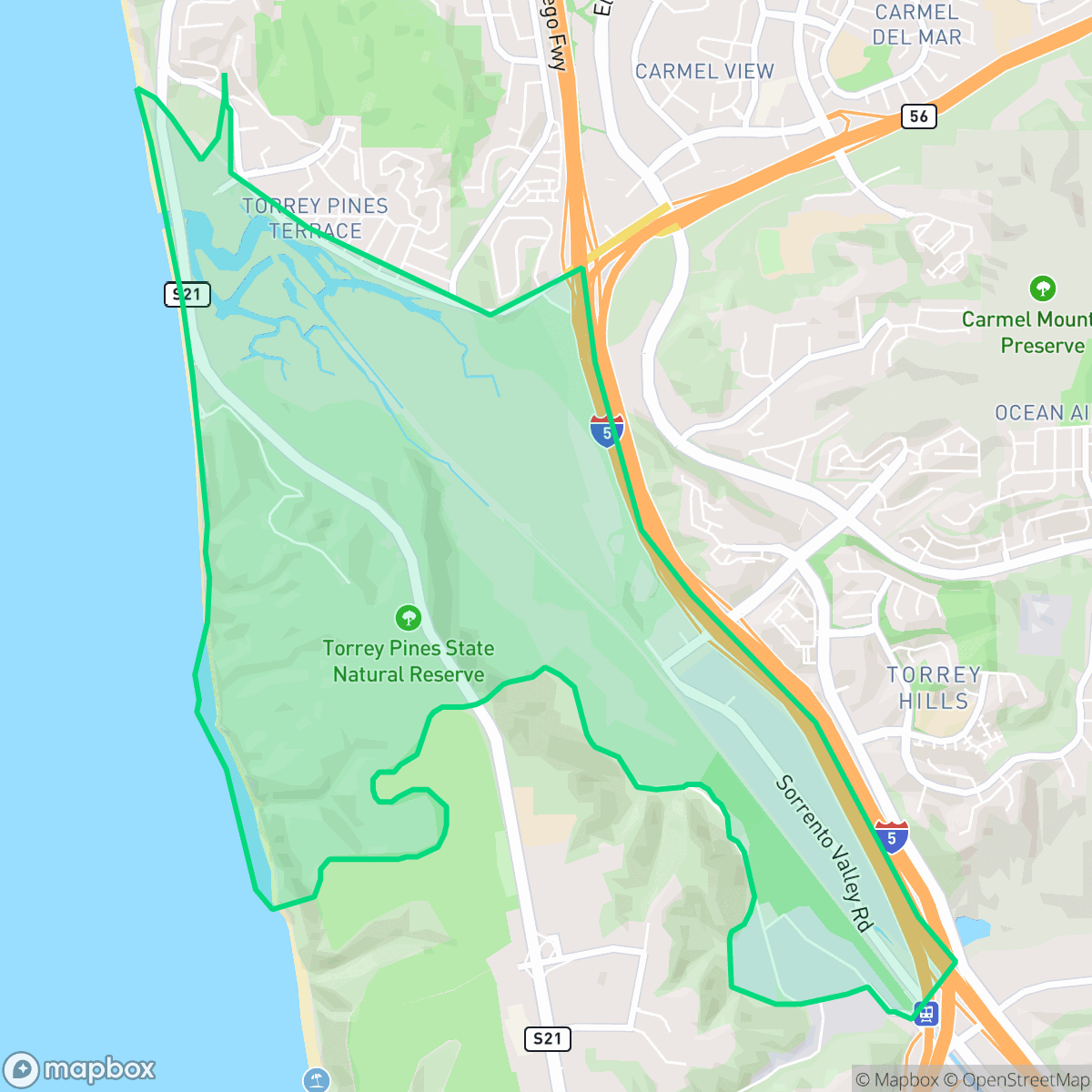 Map showing the location of Torrey Preserve, San Diego, CA