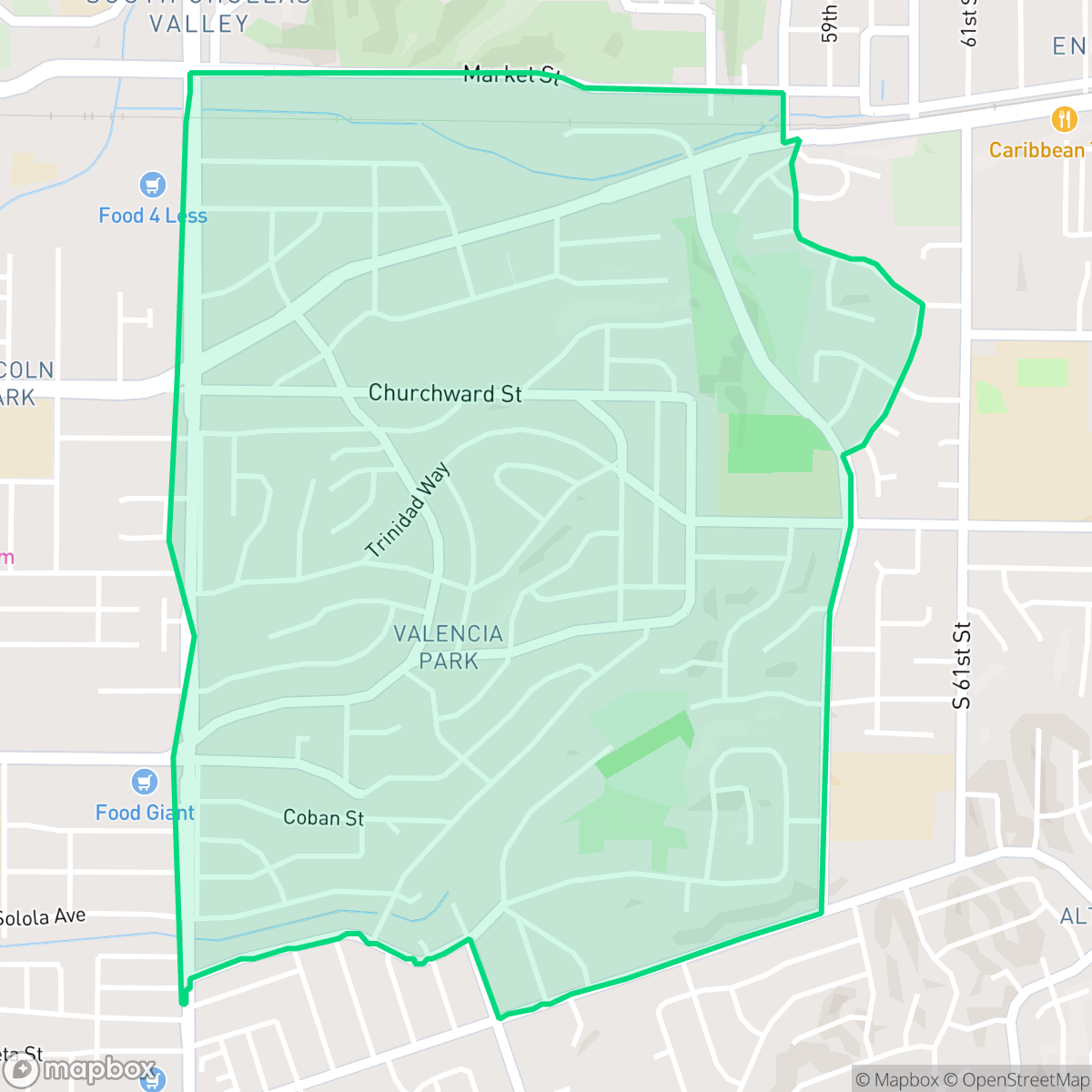 Map showing the location of Valencia Park, San Diego, CA