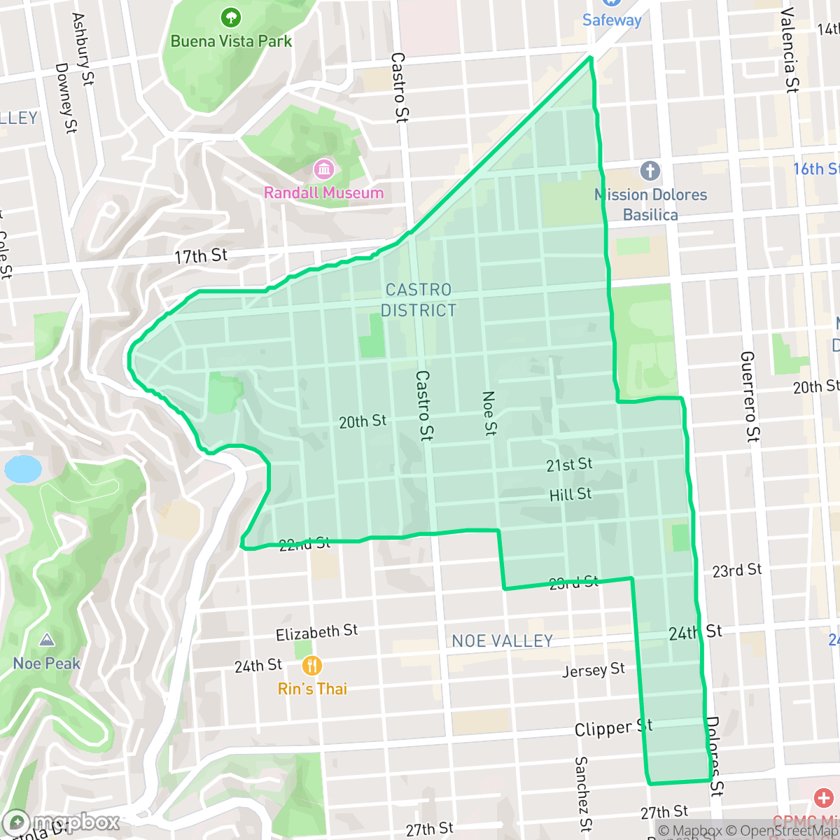 Map showing the location of Eureka Valley - Dolores Heights - Castro, San Francisco, CA