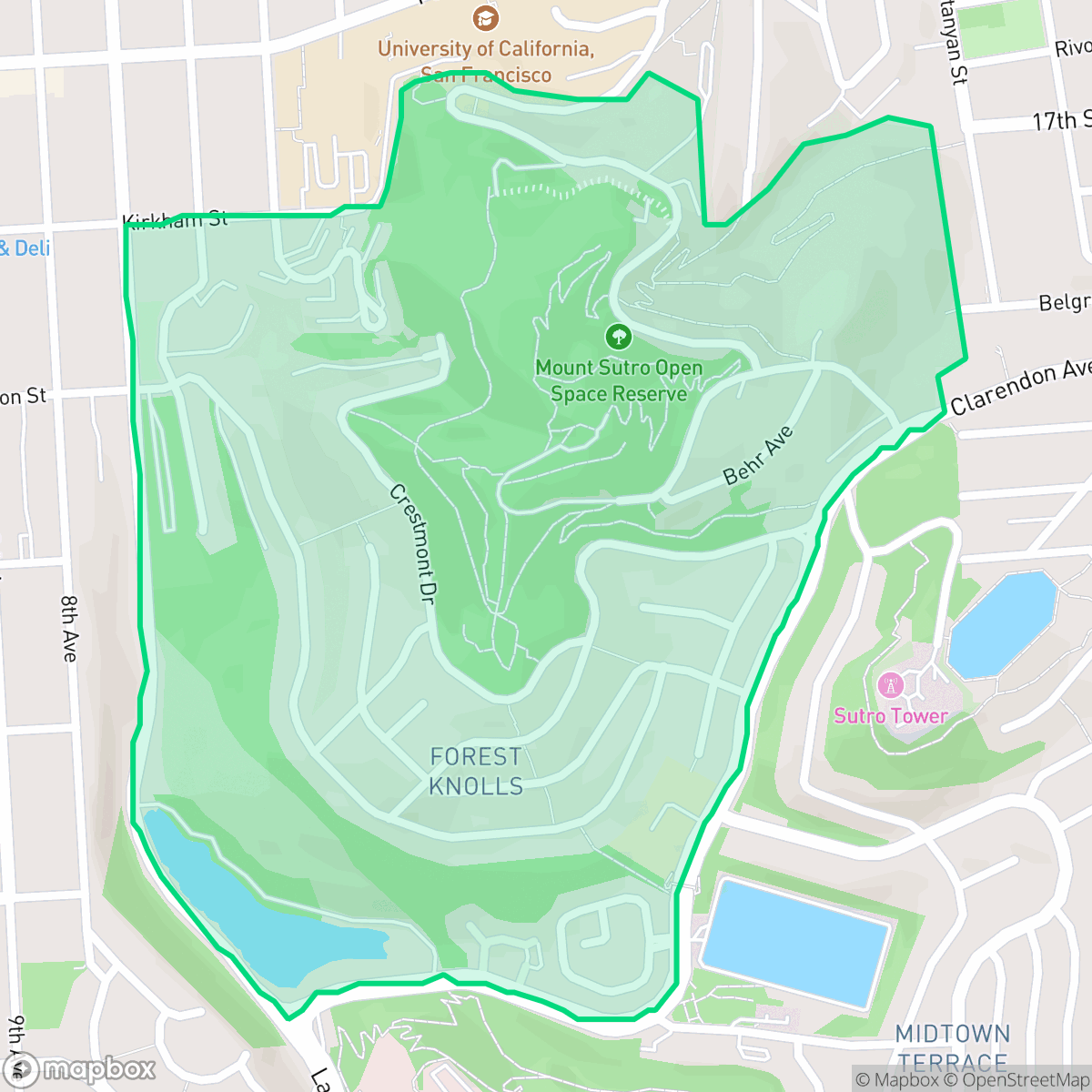 Map showing the location of Forest Knolls, San Francisco, CA