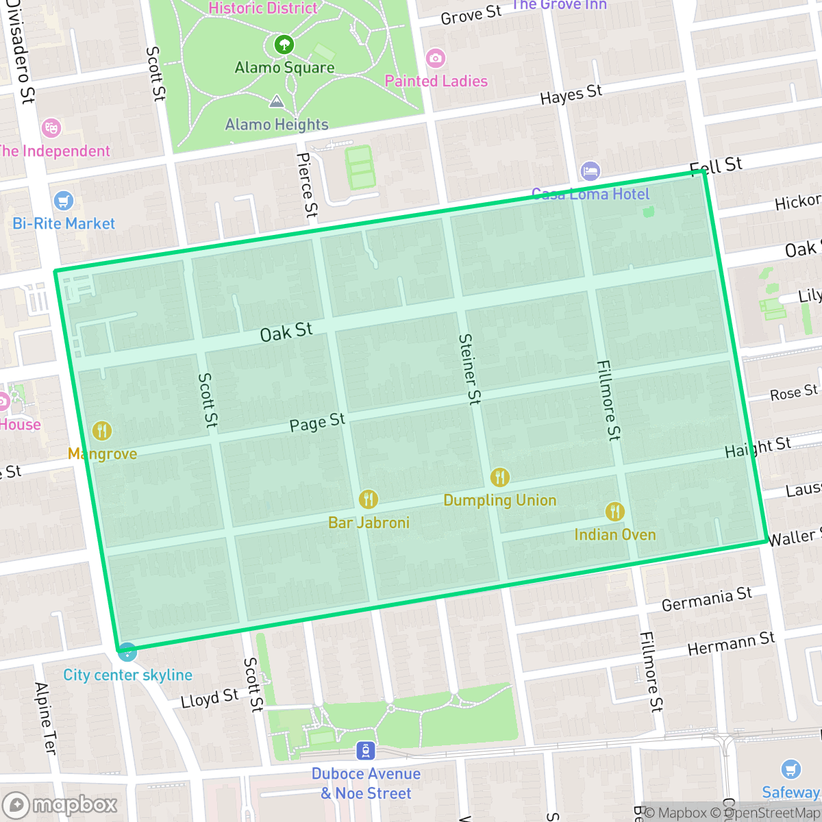 Map showing the location of Lower Haight, San Francisco, CA