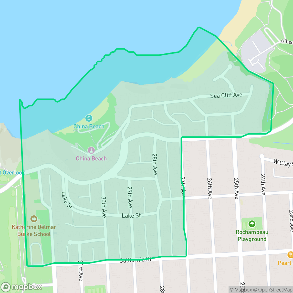 Map showing the location of Sea Cliff, San Francisco, CA