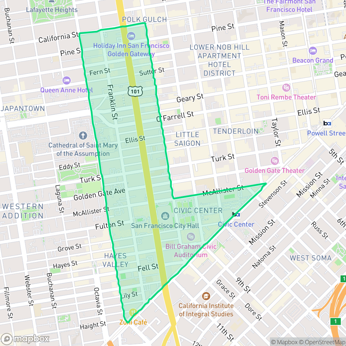 Map showing the location of Van Ness - Civic Center, San Francisco, CA