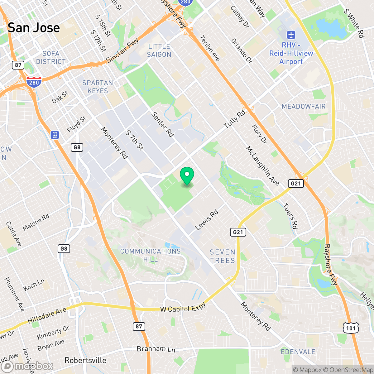 Map showing the location of San Jose, CA — coverage area