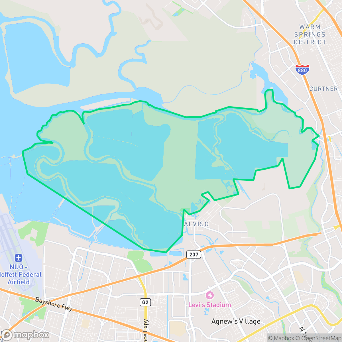 Map showing the location of Alviso, San Jose, CA