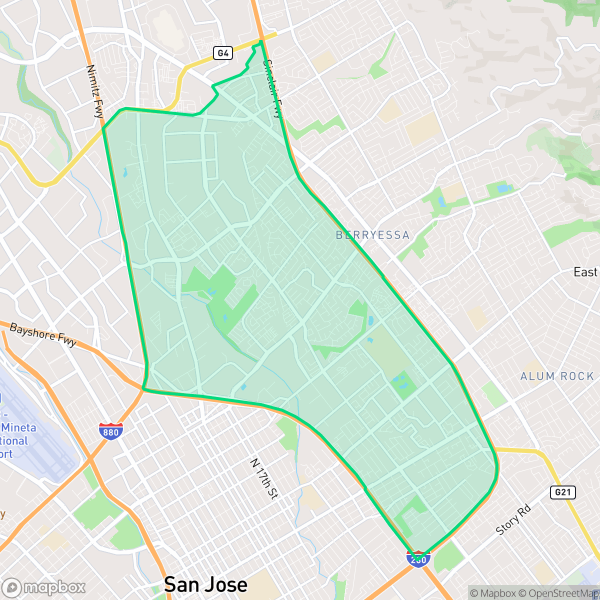 Map showing the location of North Valley, San Jose, CA