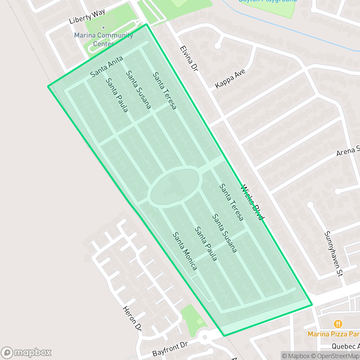 Map showing the location of Mission Bay Mobile Home Park, San Leandro, CA
