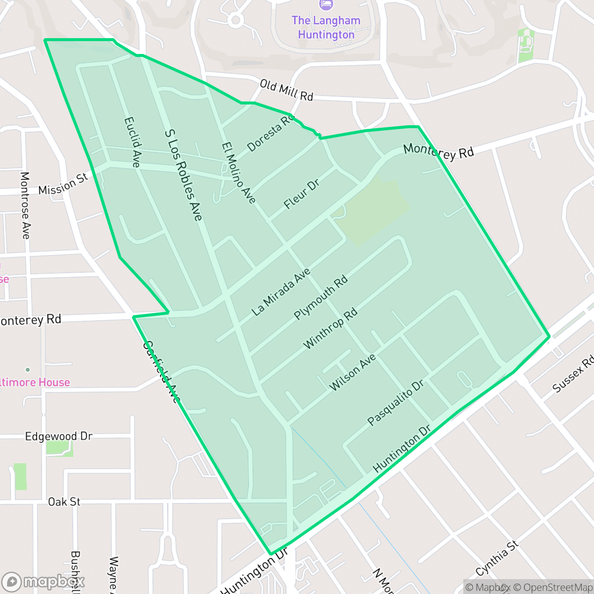 Map showing the location of Mission District, San Marino, CA