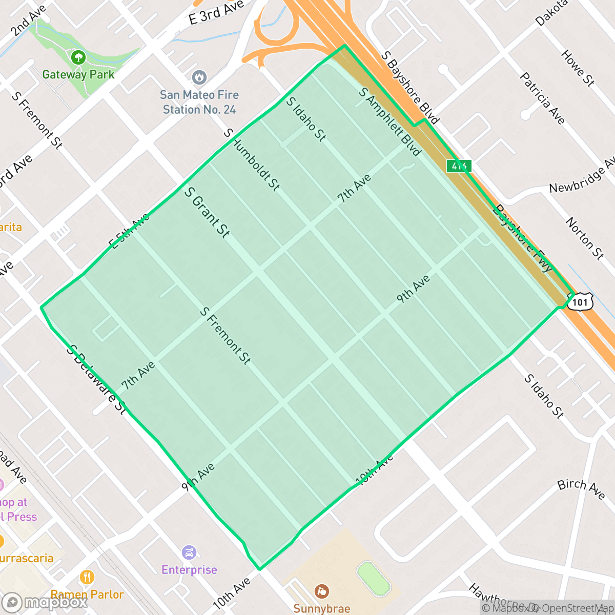 Map showing the location of East San Mateo, San Mateo, CA