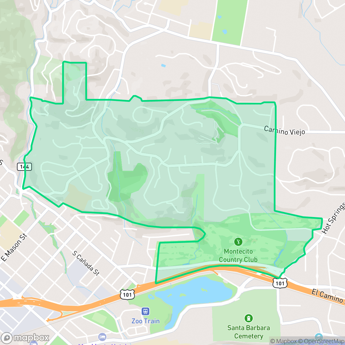 Map showing the location of Eucalyptus Hill, Santa Barbara, CA