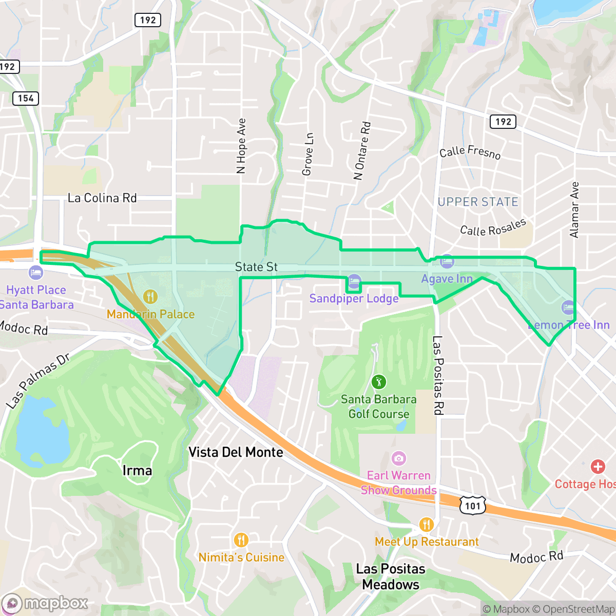 Map showing the location of North State, Santa Barbara, CA